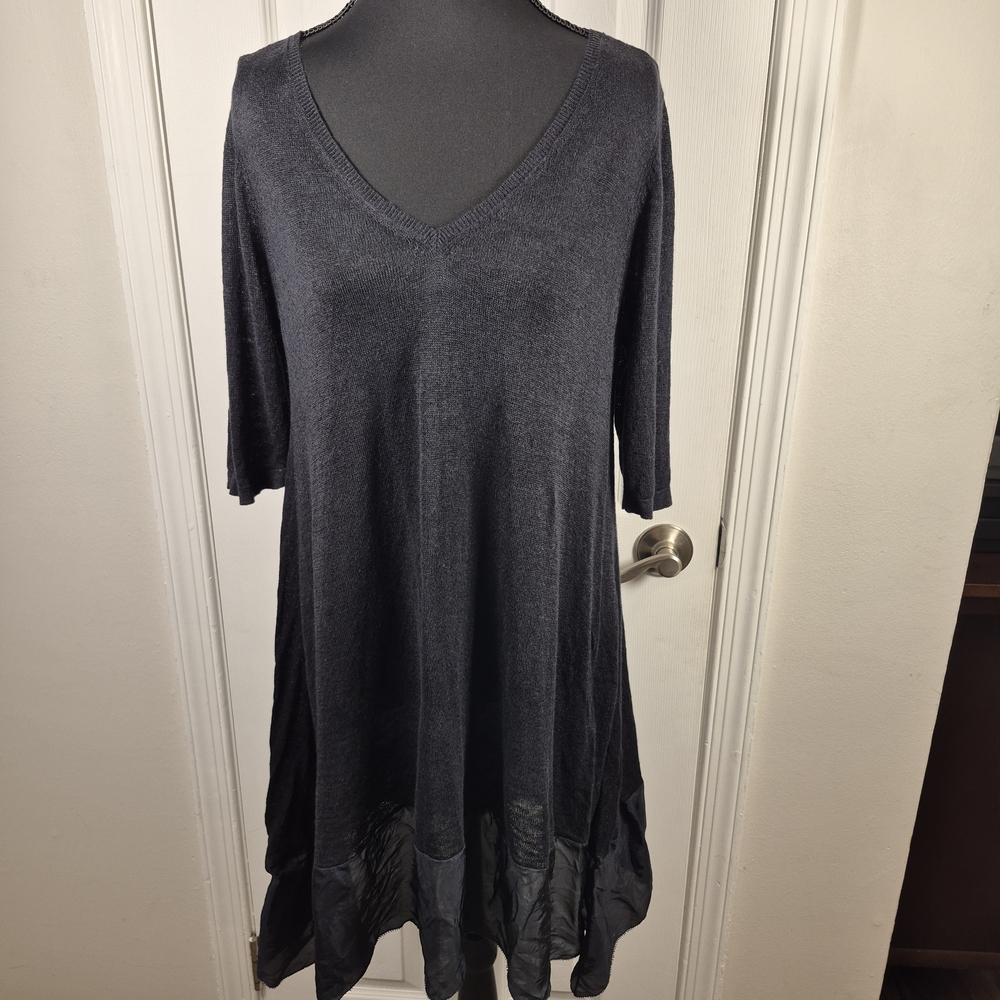 ​Eileen Fisher Black Linen Silk Trapeze Tunic Size S